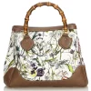 Gucci Vintage - Bamboo Canvas Flora Diana Satchel Bag - White - Leather Handbag - Luxury High Quality - Avvenice