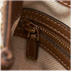 Gucci Vintage - Bamboo Canvas Flora Diana Satchel Bag - White - Leather Handbag - Luxury High Quality - Avvenice