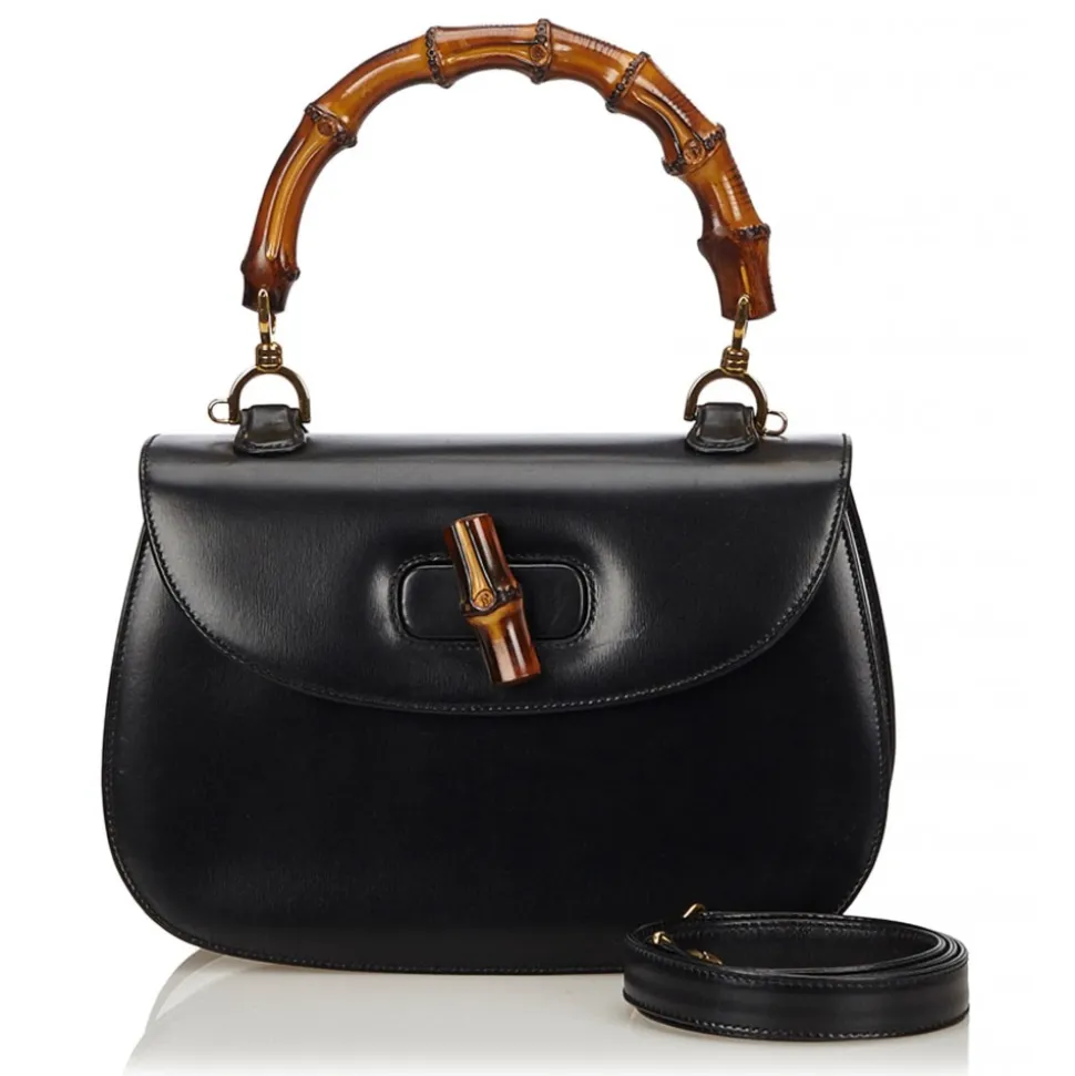 Gucci Vintage - Bamboo Leather Bag - Black - Leather Handbag - Luxury High Quality - Avvenice
