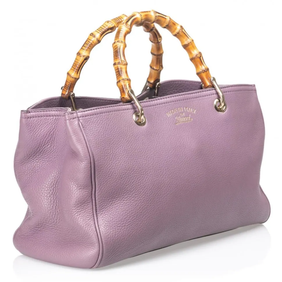Gucci Vintage - Bamboo Leather Shopper Bag - Purple - Leather Handbag - Luxury High Quality - Avvenice