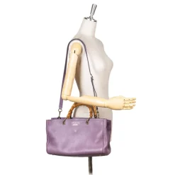 Gucci Vintage - Bamboo Leather Shopper Bag - Purple - Leather Handbag - Luxury High Quality - Avvenice