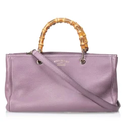Gucci Vintage - Bamboo Leather Shopper Bag - Purple - Leather Handbag - Luxury High Quality - Avvenice
