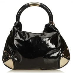 Gucci Vintage - Bamboo Patent Leather Indy Satchel Bag - Black - Leather Handbag - Luxury High Quality - Avvenice