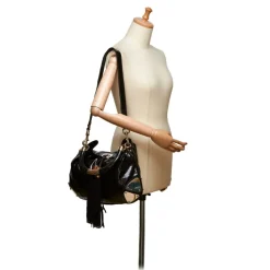 Gucci Vintage - Bamboo Patent Leather Indy Satchel Bag - Black - Leather Handbag - Luxury High Quality - Avvenice