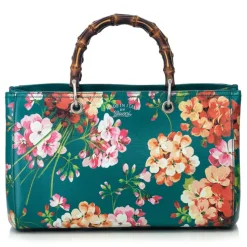 Gucci Vintage - Blooms Bamboo Shopper Bag - Green - Leather Handbag - Luxury High Quality - Avvenice