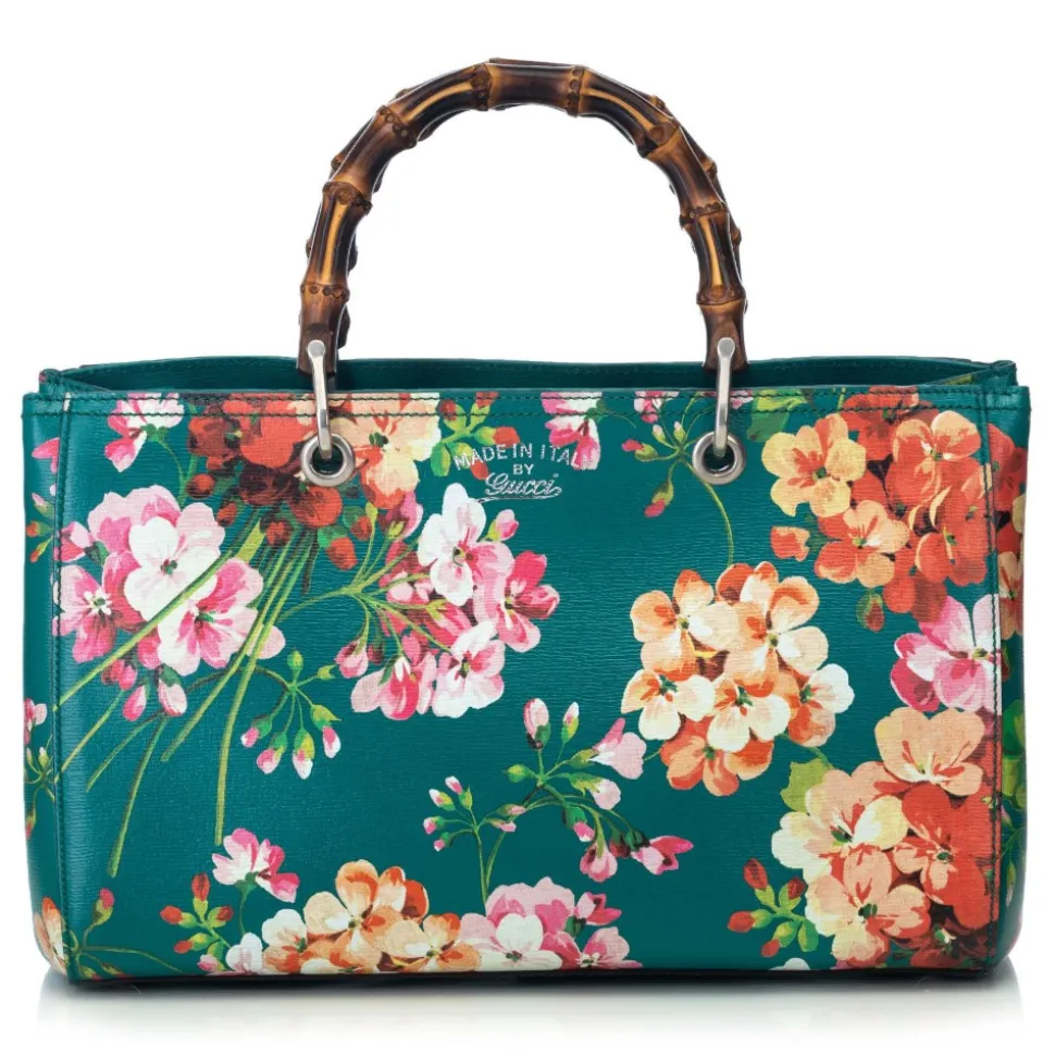 Gucci Vintage - Blooms Bamboo Shopper Bag - Green - Leather Handbag - Luxury High Quality - Avvenice