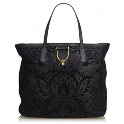 Gucci Vintage - Brocade Leather Stirrup Tote Bag - Black - Leather Handbag - Luxury High Quality - Avvenice