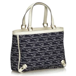 Gucci Vintage - Canvas Abbey Tote Bag - Blue - Leather Handbag - Luxury High Quality - Avvenice