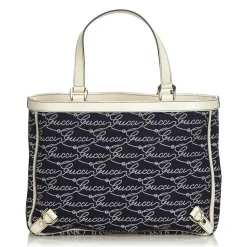 Gucci Vintage - Canvas Abbey Tote Bag - Blue - Leather Handbag - Luxury High Quality - Avvenice