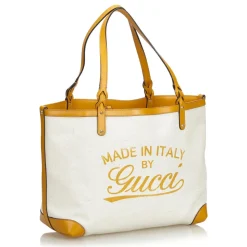 Gucci Vintage - Canvas Craft Tote Bag - White - Leather Handbag - Luxury High Quality - Avvenice