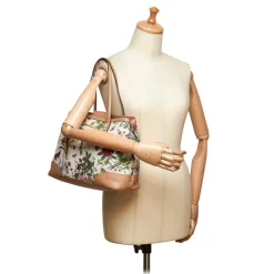 Gucci Vintage - Canvas Floral Tote Bag - White - Leather Handbag - Luxury High Quality - Avvenice