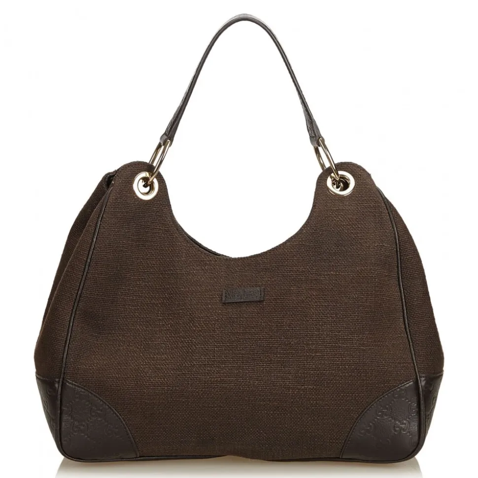 Gucci Vintage - Canvas Hobo Bag - Brown - Leather Handbag - Luxury High Quality - Avvenice