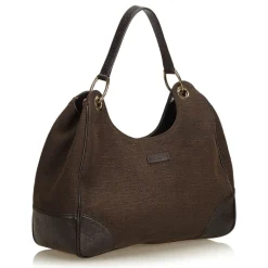 Gucci Vintage - Canvas Hobo Bag - Brown - Leather Handbag - Luxury High Quality - Avvenice