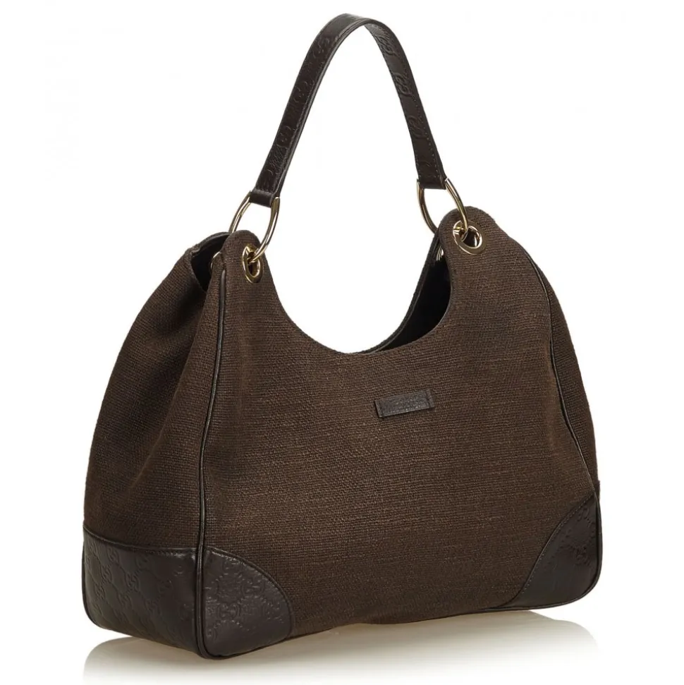 Gucci Vintage - Canvas Hobo Bag - Brown - Leather Handbag - Luxury High Quality - Avvenice