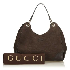 Gucci Vintage - Canvas Hobo Bag - Brown - Leather Handbag - Luxury High Quality - Avvenice