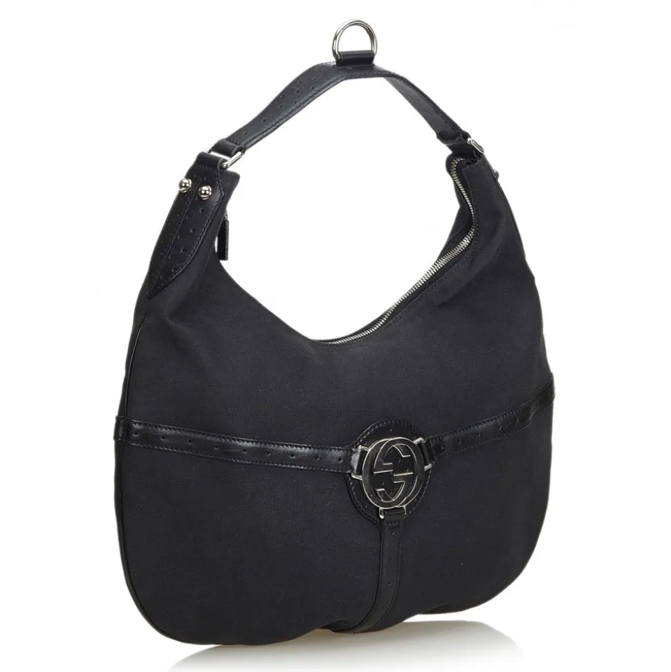 Gucci Vintage - Canvas Reins Hobo Bag - Black - Leather Handbag - Luxury High Quality - Avvenice