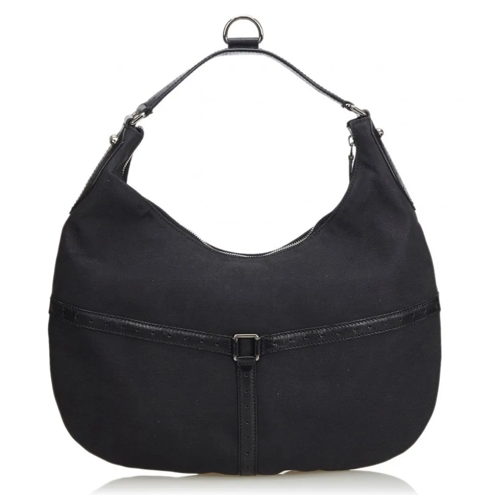 Gucci Vintage - Canvas Reins Hobo Bag - Black - Leather Handbag - Luxury High Quality - Avvenice
