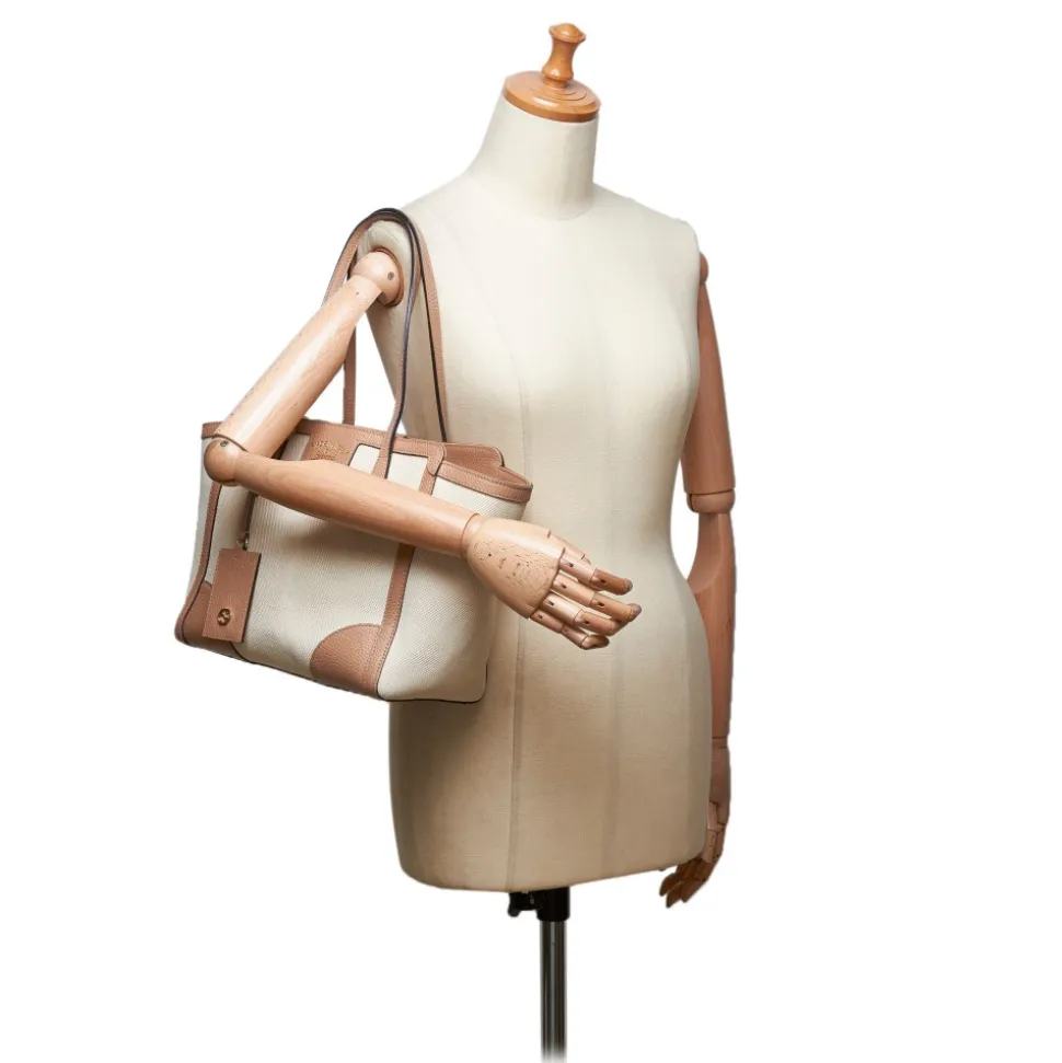 Gucci Vintage - Canvas Swing Tote Bag - Ivory Brown - Leather Handbag - Luxury High Quality - Avvenice