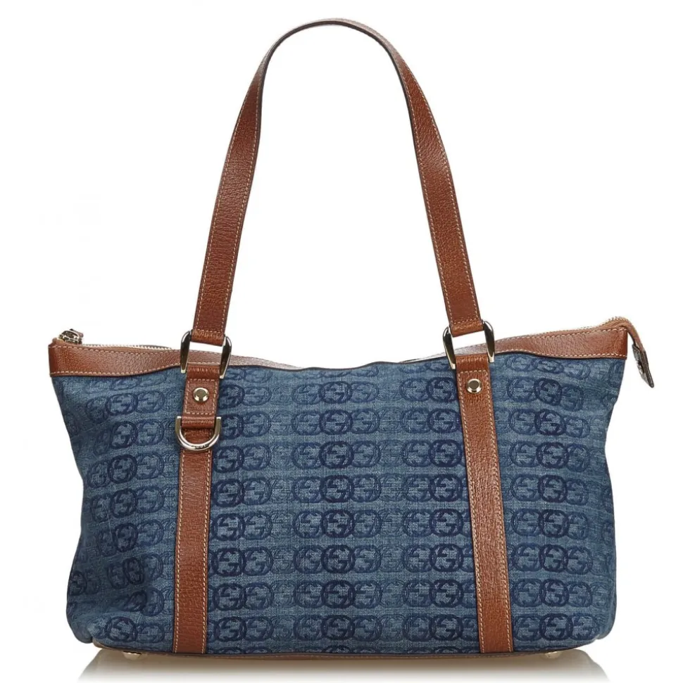 Gucci Vintage - Denim Tote Bag - Blue - Leather Handbag - Luxury High Quality - Avvenice