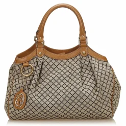 Gucci Vintage - Diamante Canvas Sukey Handbag Bag - Brown - Leather Handbag - Luxury High Quality - Avvenice