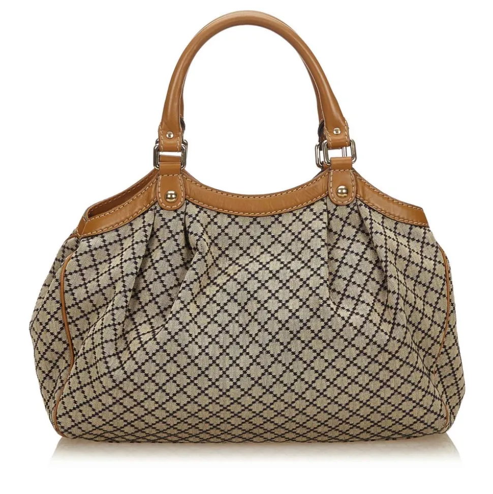 Gucci Vintage - Diamante Canvas Sukey Handbag Bag - Brown - Leather Handbag - Luxury High Quality - Avvenice