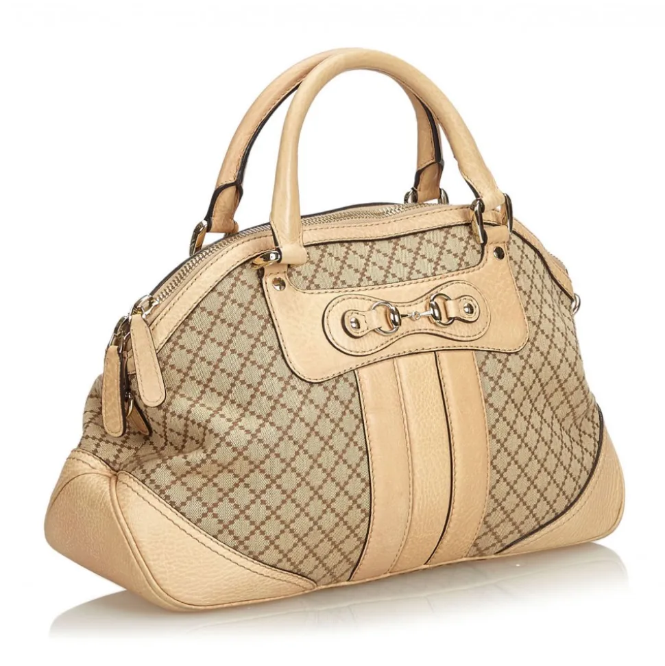 Gucci Vintage - Diamante Horsebit Catherine Satchel Bag - Brown - Leather Handbag - Luxury High Quality - Avvenice