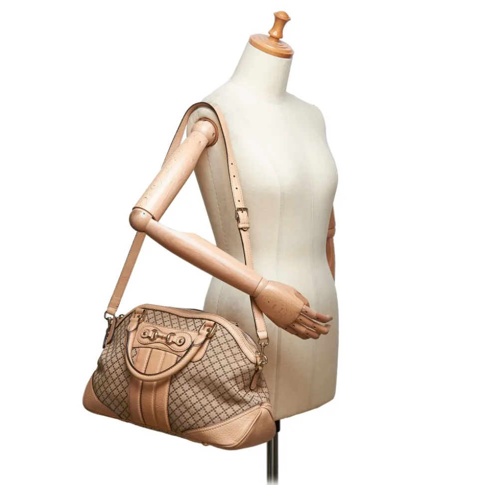 Gucci Vintage - Diamante Horsebit Catherine Satchel Bag - Brown - Leather Handbag - Luxury High Quality - Avvenice
