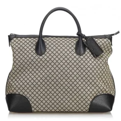 Gucci Vintage - Diamante Jacquard Travel Bag - Black Brown - Leather Handbag - Luxury High Quality - Avvenice
