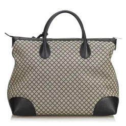 Gucci Vintage - Diamante Jacquard Travel Bag - Black Brown - Leather Handbag - Luxury High Quality - Avvenice