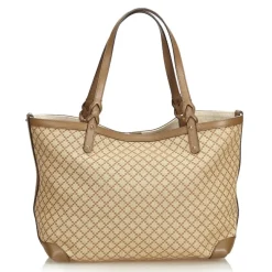 Gucci Vintage - Diamante Jacquard Tote Bag - Brown - Leather Handbag - Luxury High Quality - Avvenice