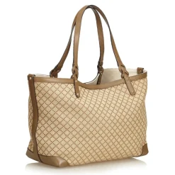Gucci Vintage - Diamante Jacquard Tote Bag - Brown - Leather Handbag - Luxury High Quality - Avvenice