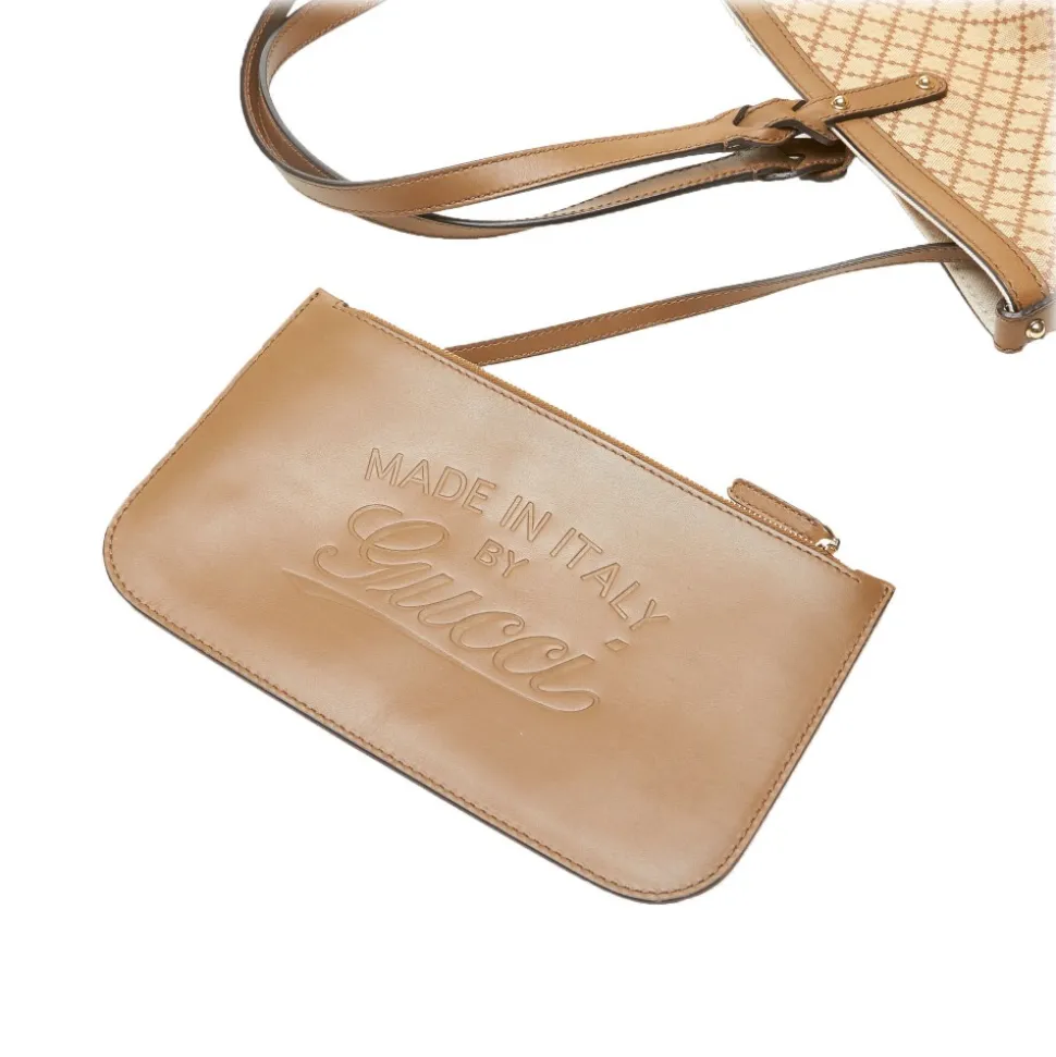 Gucci Vintage - Diamante Jacquard Tote Bag - Brown - Leather Handbag - Luxury High Quality - Avvenice