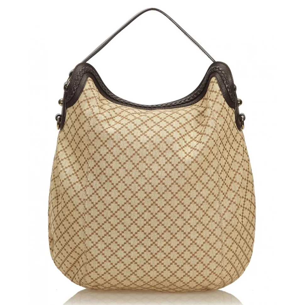 Gucci Vintage - Diamante Jacquard Hobo Bag - Brown - Leather Handbag - Luxury High Quality - Avvenice