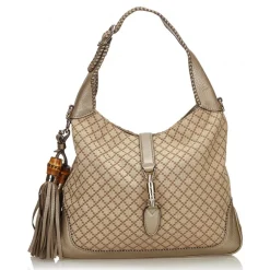 Gucci Vintage - Diamante New Jackie Tassel Satchel Bag - Brown - Leather Handbag - Luxury High Quality - Avvenice