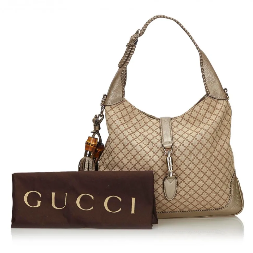 Gucci Vintage - Diamante New Jackie Tassel Satchel Bag - Brown - Leather Handbag - Luxury High Quality - Avvenice