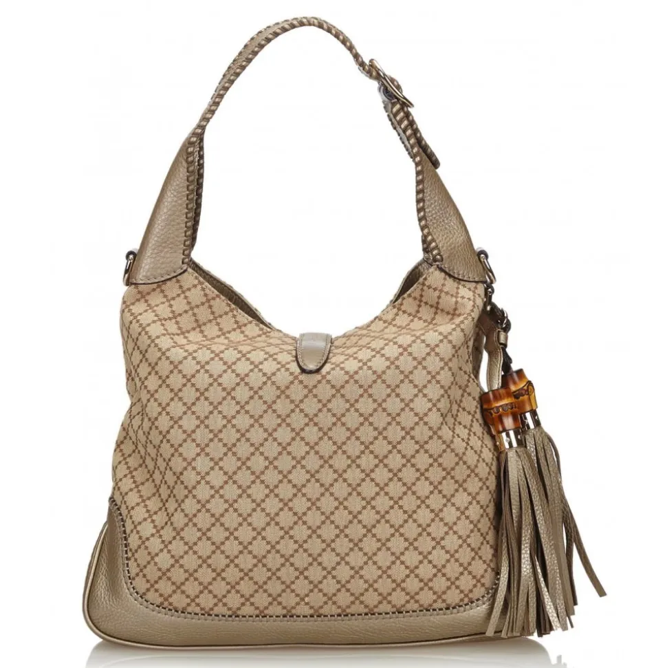 Gucci Vintage - Diamante New Jackie Tassel Satchel Bag - Brown - Leather Handbag - Luxury High Quality - Avvenice