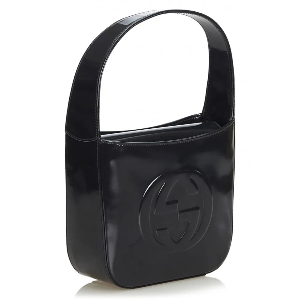 Gucci Vintage - Double G Patent Leather Handbag Bag - Black - Leather Handbag - Luxury High Quality - Avvenice
