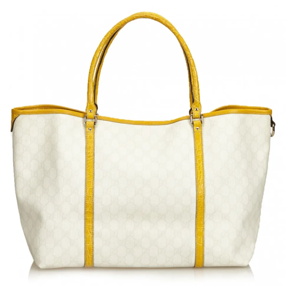 Gucci Vintage - Embellished Guccissima Tote Bag - White Ivory - Leather Handbag - Luxury High Quality - Avvenice