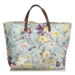 Gucci Vintage - Flora Canvas Tote Bag - Blue - Leather Handbag - Luxury High Quality - Avvenice