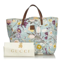 Gucci Vintage - Flora Canvas Tote Bag - Blue - Leather Handbag - Luxury High Quality - Avvenice