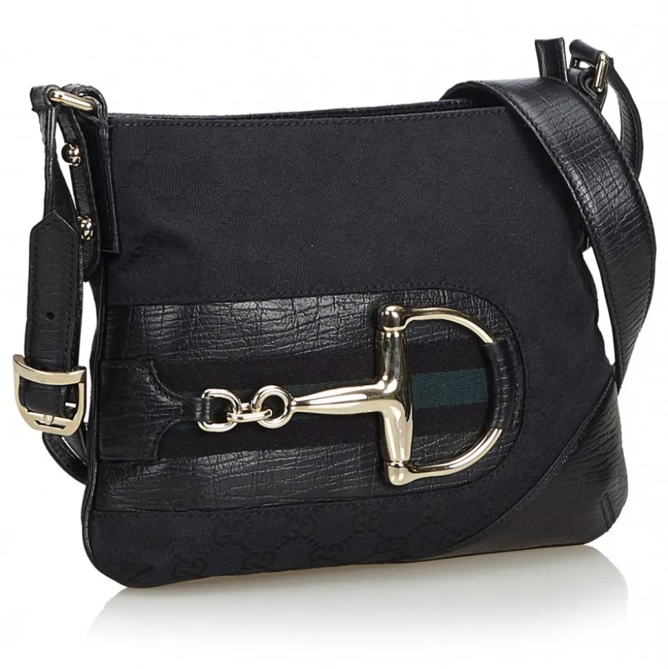 Gucci Vintage - GG Canvas Hasler Crossbody Bag - Black - Leather Handbag - Luxury High Quality - Avvenice
