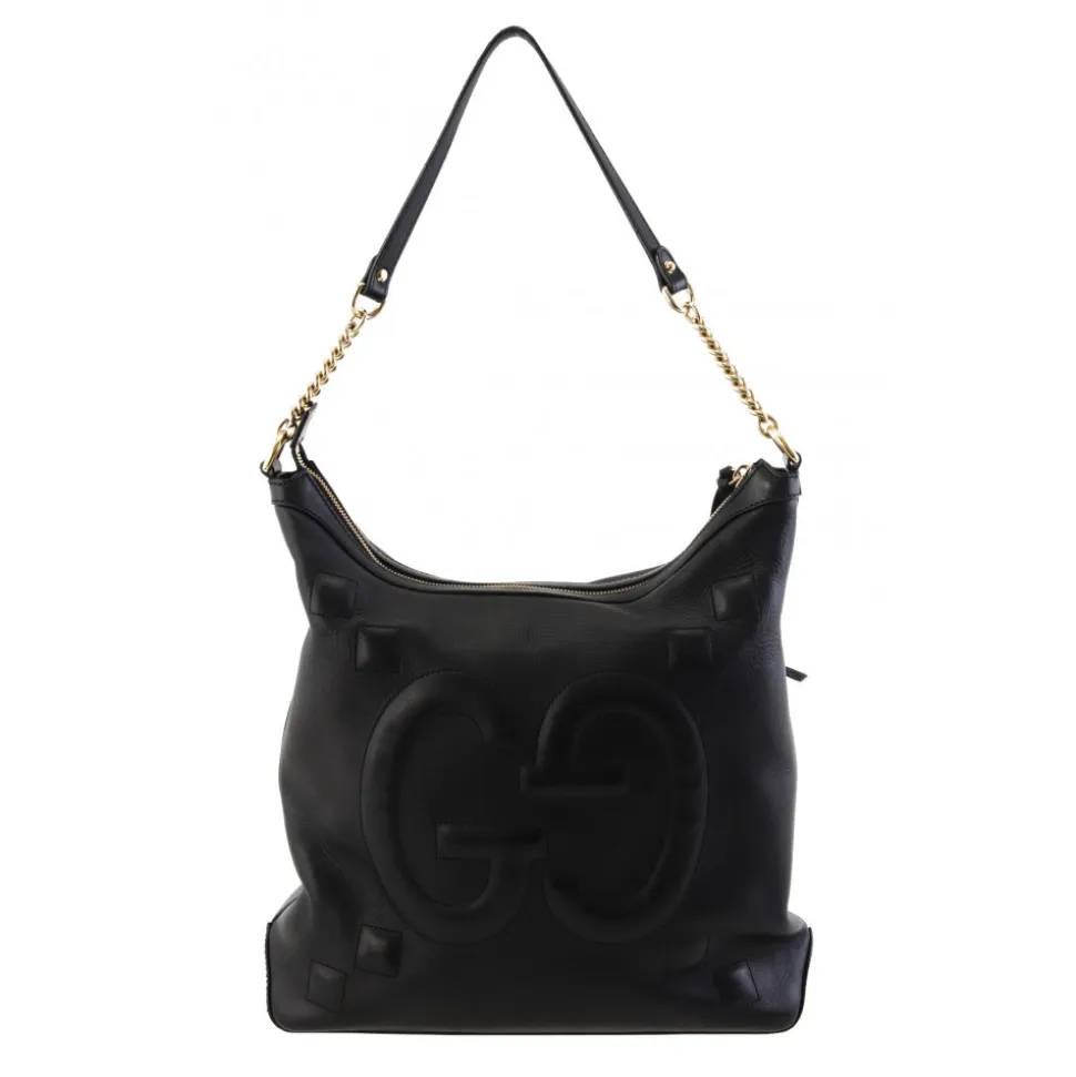 Gucci Vintage - GG Embossed Apollo Leather Shoulder Bag - Black - Leather Handbag - Luxury High Quality - Avvenice