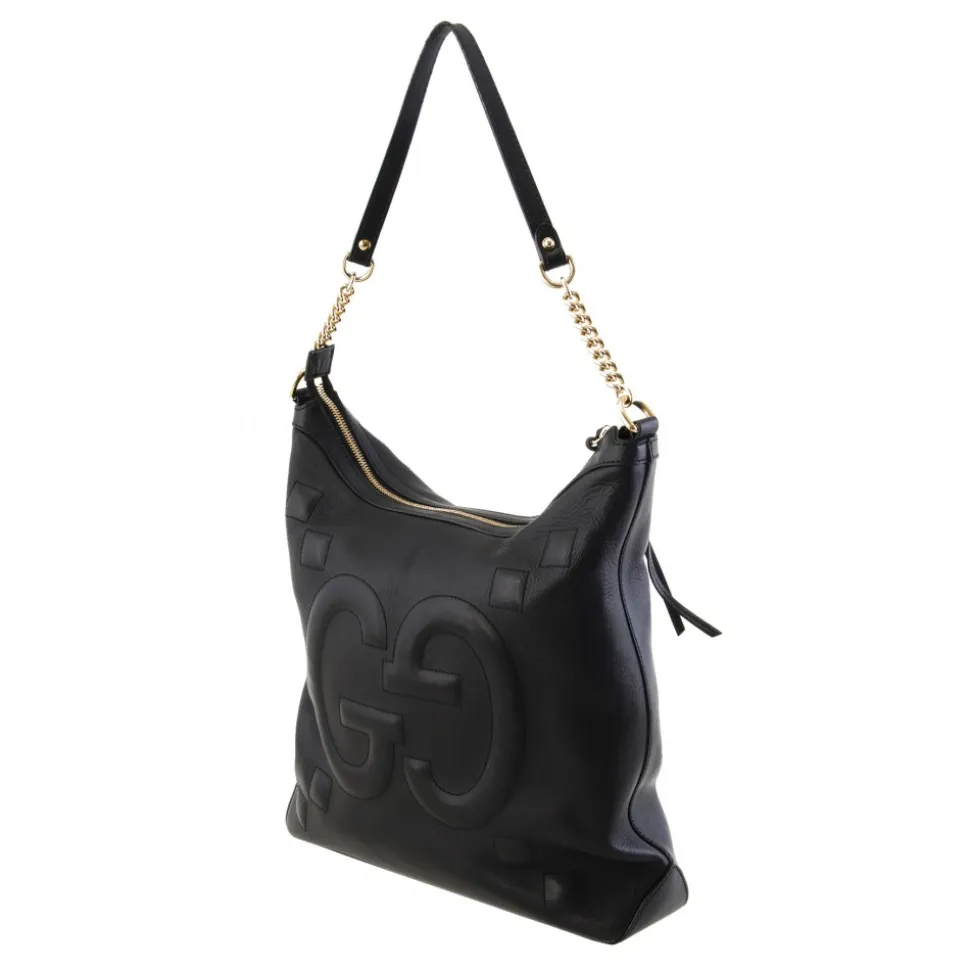 Gucci Vintage - GG Embossed Apollo Leather Shoulder Bag - Black - Leather Handbag - Luxury High Quality - Avvenice