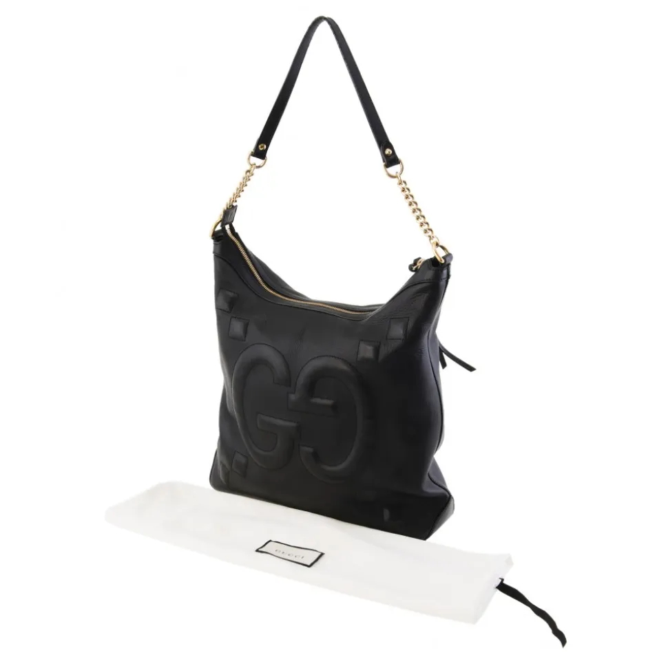 Gucci Vintage - GG Embossed Apollo Leather Shoulder Bag - Black - Leather Handbag - Luxury High Quality - Avvenice