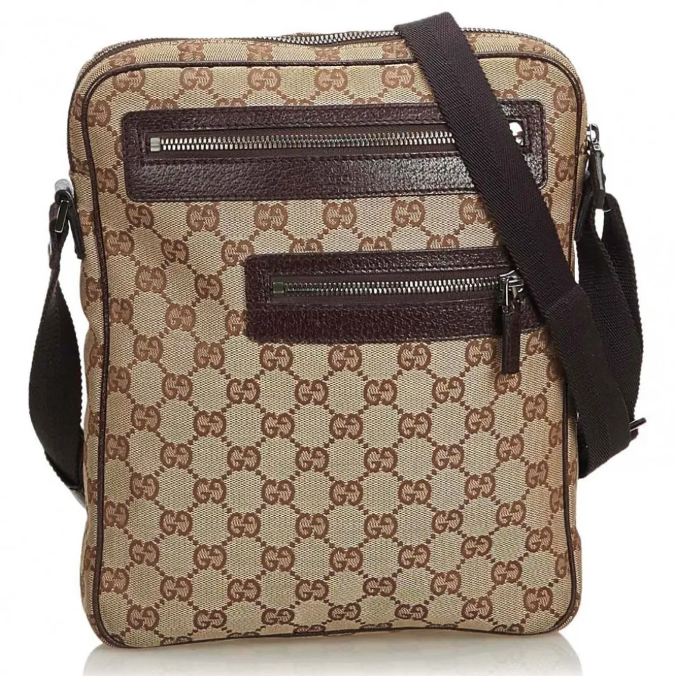 Gucci Vintage - GG Jacquard Crossbody Bag - Brown - Leather Handbag - Luxury High Quality - Avvenice