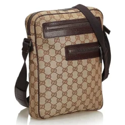 Gucci Vintage - GG Jacquard Crossbody Bag - Brown - Leather Handbag - Luxury High Quality - Avvenice