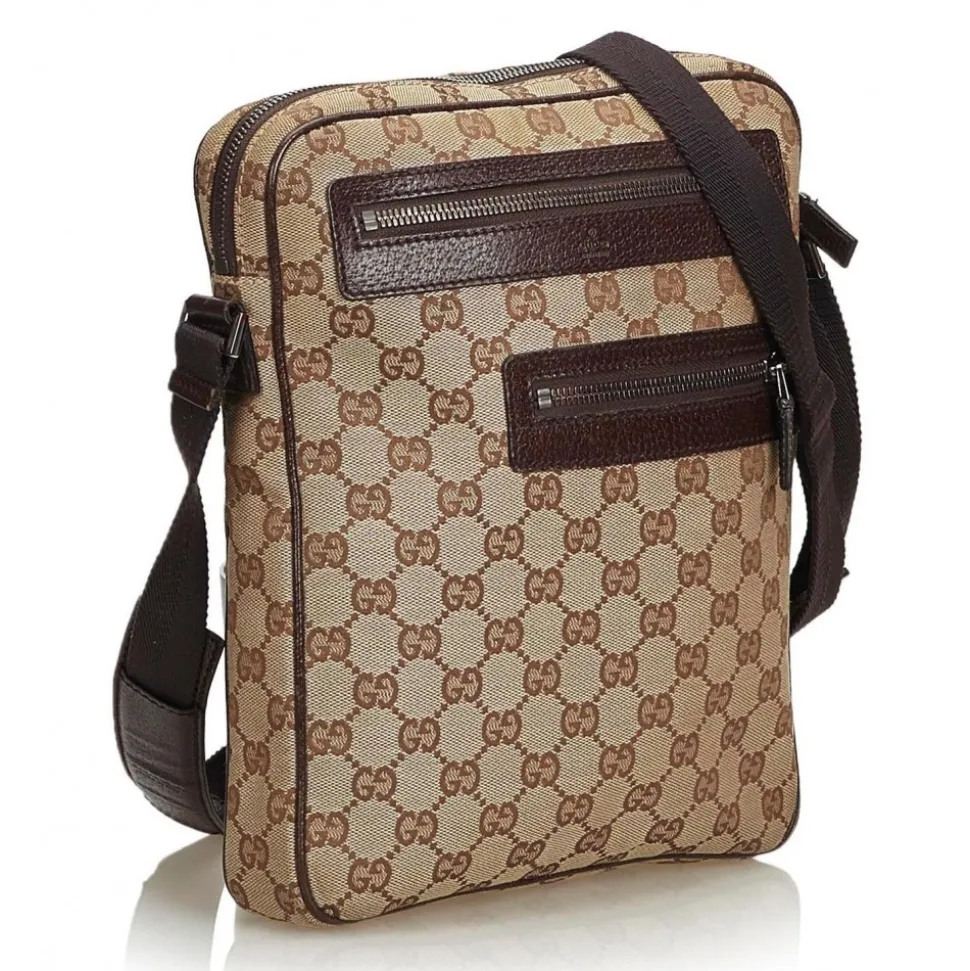 Gucci Vintage - GG Jacquard Crossbody Bag - Brown - Leather Handbag - Luxury High Quality - Avvenice