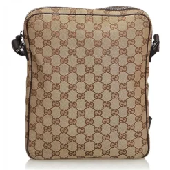 Gucci Vintage - GG Jacquard Crossbody Bag - Brown - Leather Handbag - Luxury High Quality - Avvenice