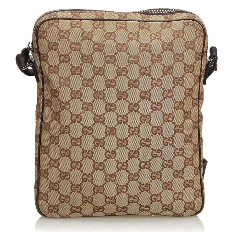 Gucci Vintage - GG Jacquard Crossbody Bag - Brown - Leather Handbag - Luxury High Quality - Avvenice