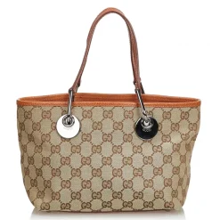 Gucci Vintage - GG Jacquard Tote Bag - Brown - Leather Handbag - Luxury High Quality - Avvenice